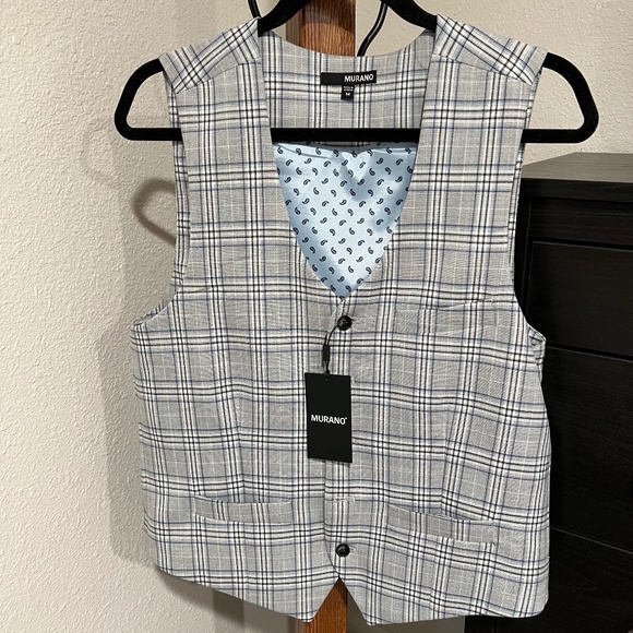 Murano Men’s Plaid Button Up Vest - NWT - Picture 1 of 6